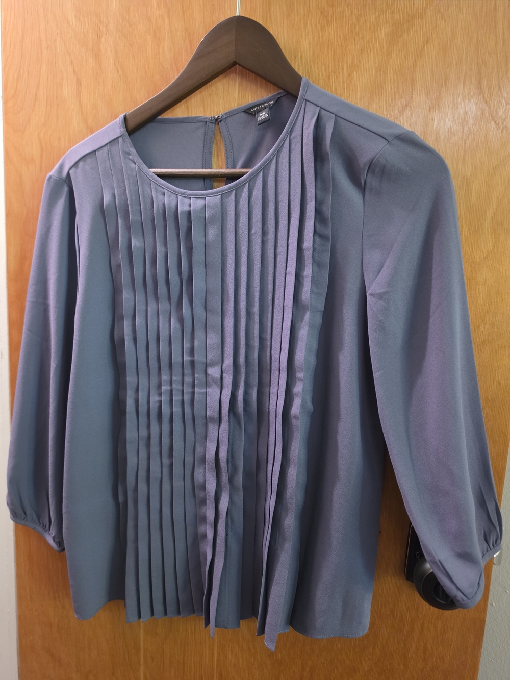 Ann Taylor Pleated Front Blouse - Gray